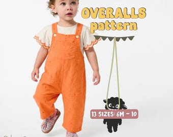 Kid's Overalls Sewing Pattern For Childrens Jumpsuit Pattern For Toddlers Dungarees Pattern For Kids