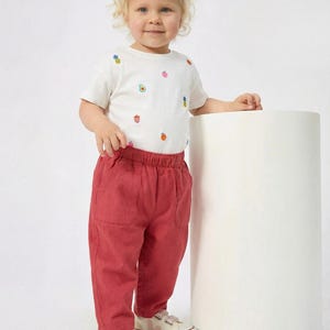 Cotton Pants Pattern For girls - Kid's Pants With Pockets Sewing Pattern For Woven Fabrics, PDF Patterns For Children, simple pants pattern for kids, linen pants pattern for children, children's pants pattern for girls, trousers pants pattern for kids, pajama pants pattern, elastic waistband pants pattern, wide leg pants pattern for kids, pdf sewing patterns for kids, childrens pants pattern, toddler pants pattern, sewing pattern for toddlers, baby boy pants pattern, pants pattern for toddlers