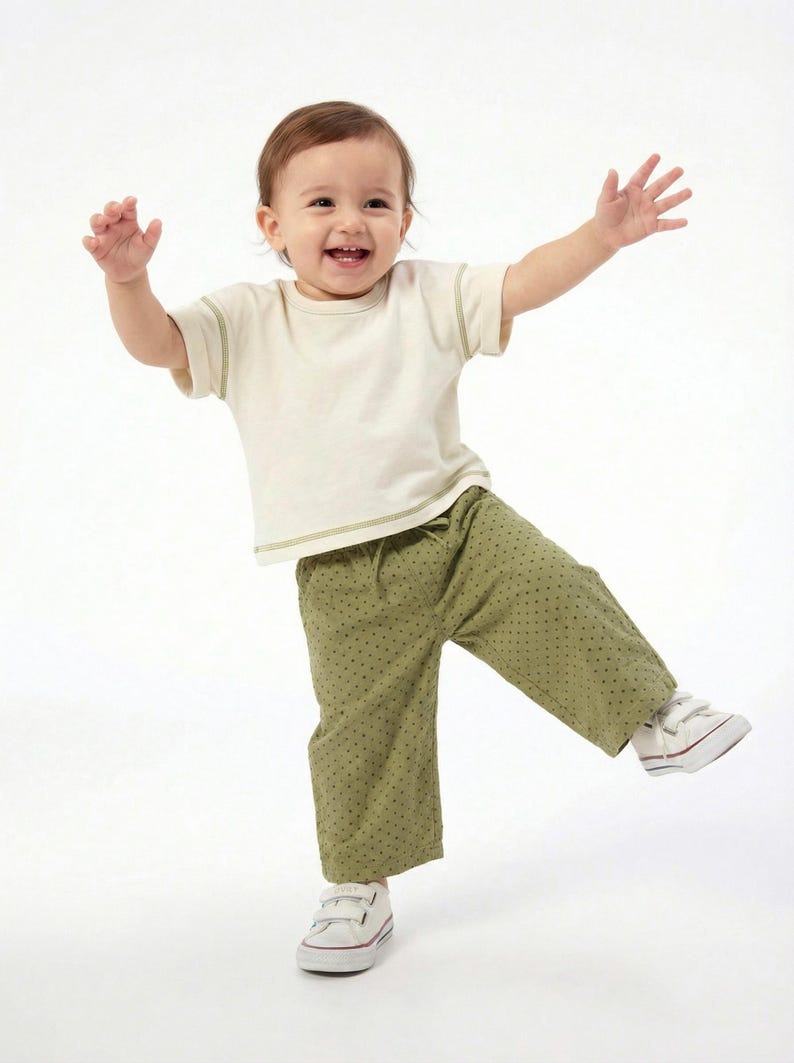 Cotton Pants Pattern For girls - Kid's Pants With Pockets Sewing Pattern For Woven Fabrics, PDF Patterns For Children, simple pants pattern for kids, linen pants pattern for children, children's pants pattern for girls, wide leg pants pattern for kids, pajama pants pattern, elastic waistband pants pattern, wide leg pants pattern for kids, pdf sewing patterns for kids, childrens pants pattern, toddler pants pattern, sewing pattern for toddlers, baby boy pants pattern, pants pattern for toddlers