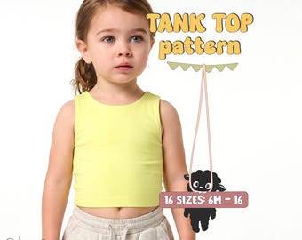 Kid's Tank Top Sewing Pattern For Girls Crop Top Pattern For Teens Stretch Top Pattern For Children
