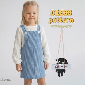 Toddler Dress Sewing Pattern For Girls Pinafore Pattern For Kids, Baby Girl Dress Pattern For Children