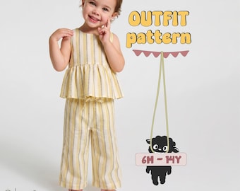 Toddlers Top + Pants Sewing Pattern Kids Pants Pattern For Girls Linen Top Pattern For Children Tunic Pattern For Teens
