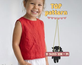 Linen Tank Top Pattern For Girls Top Sewing Pattern For Kids Summer Shirt Pattern Toddelrs Sleeveless Top Pattern