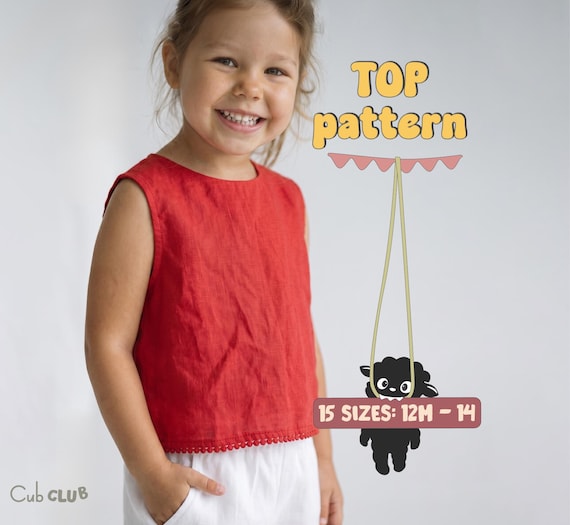 Linen Tank Top Pattern For Girls Top Sewing Pattern For Kids Summer Shirt Pattern Toddelrs Sleeveless Top Pattern