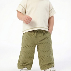 Cotton Pants Pattern For girls - Kid's Pants With Pockets Sewing Pattern For Woven Fabrics, PDF Patterns For Children, simple pants pattern for kids, linen pants pattern for children, children's pants pattern for girls, wide leg pants pattern for kids, pajama pants pattern, elastic waistband pants pattern, wide leg pants pattern for kids, pdf sewing patterns for kids, childrens pants pattern, toddler pants pattern, sewing pattern for toddlers, baby boy pants pattern, pants pattern for toddlers