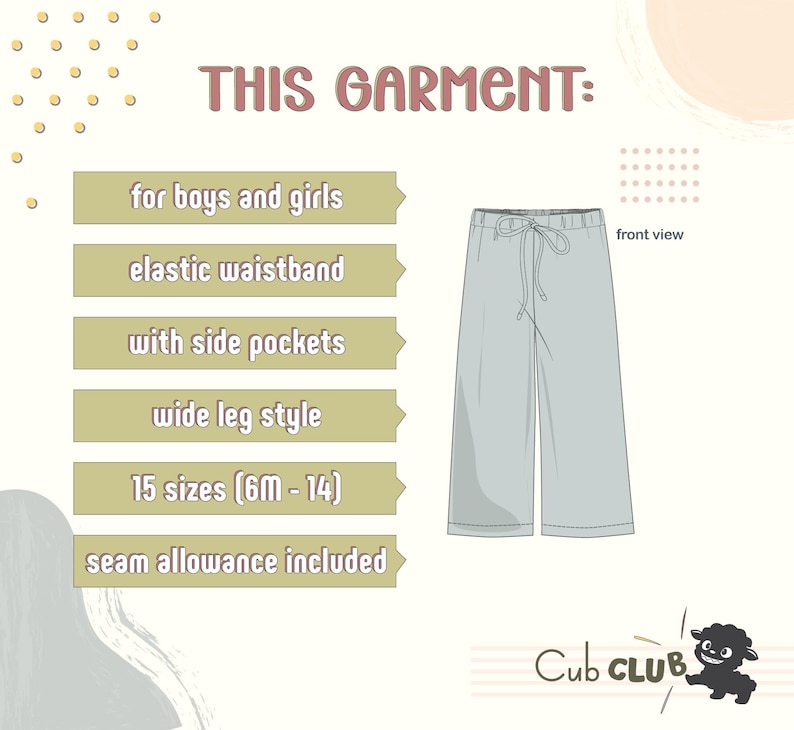 Cotton Pants Pattern For girls - Kid's Pants With Pockets Sewing Pattern For Woven Fabrics, PDF Patterns For Children, simple pants pattern for kids, linen pants pattern for children, children's pants pattern for girls, wide leg pants pattern for kids, pajama pants pattern, elastic waistband pants pattern, wide leg pants pattern for kids, pdf sewing patterns for kids, childrens pants pattern, toddler pants pattern, sewing pattern for toddlers, baby boy pants pattern, pants pattern for toddlers