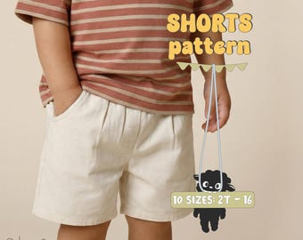 Boy's Shorts Pattern For Kids Shorts Sewing Pattern For Teens Shorts Pattern For Children