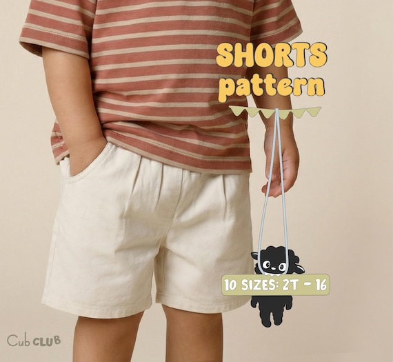 Boy's Shorts Pattern For Kids Shorts Sewing Pattern For Teens Shorts Pattern For Children