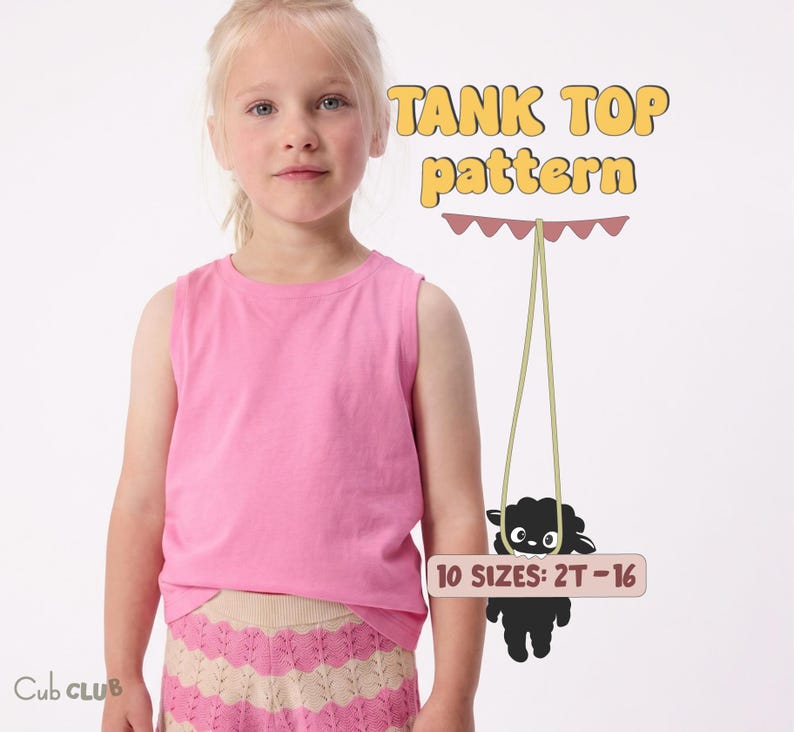 Kid's Top Sewing Pattern for Children Tank Top Pattern for Toddlers ...