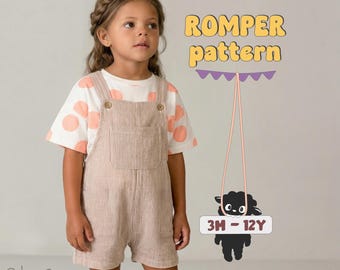 Toddler Romper Sewing Pattern For Kids Jumpsuit Pattern For Children Overalls Pattern For Baby Girl