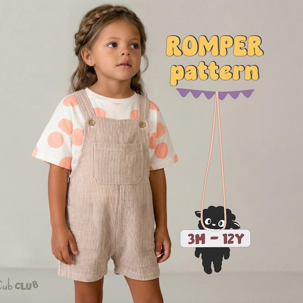 Toddler Romper Sewing Pattern For Kids Jumpsuit Pattern For Children Overalls Pattern For Baby Girl
