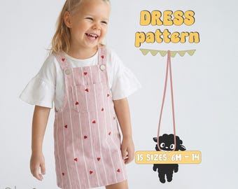 Girls Overall Dress Pattern Toddler Dress Sewing Pattern For Kids, Baby Girl Dress Pattern For Children