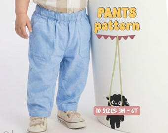 Pants Pattern For Toddlers Pants Sewing Pattern, Baby Boy Pull On Pants Pattern For Kids, Simple Pants Pattern For Children