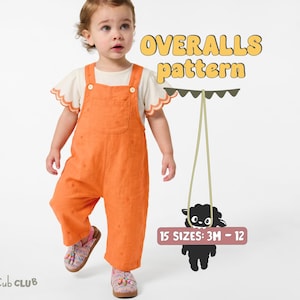 Kid's Overalls Sewing Pattern For Childrens Jumpsuit Pattern For Toddlers Dungarees Pattern For Kids