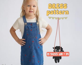 Pinafore Dress Sewing Pattern For Girls Kid's Dress Pattern For Toddlers, Baby Girl Jumper Dress Pattern For Children