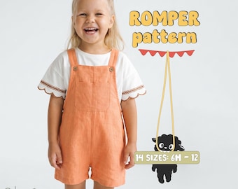 Kid's Romper Pattern For Toddlers Overalls Pattern For Children Jumpsuit Pattern For Baby Girl