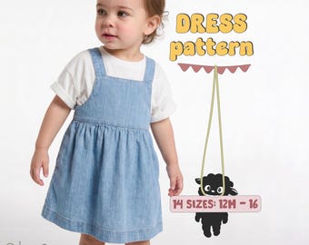 Girl's Dress Sewing Pattern For Kids Pinafore Dress Pattern For Toddlers Linen Dress Pattern For Children