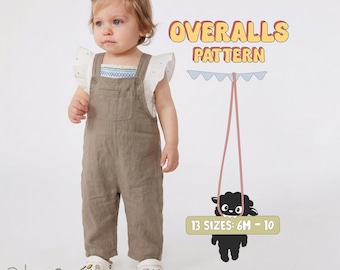 Kid's Jumpsuit Sewing Pattern For Children Overalls Pattern For Toddlers Dungarees Sewing Pattern For Kids