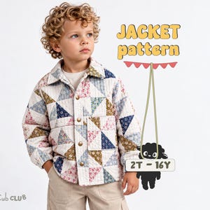 Autumn Jacket Kids Sewing Pattern Toddler Shirt Pattern , Quilted Patchwork Jacket For Kids