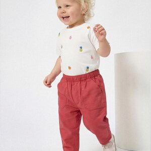 Cotton Pants Pattern For girls - Kid's Pants With Pockets Sewing Pattern For Woven Fabrics, PDF Patterns For Children, simple pants pattern for kids, linen pants pattern for children, children's pants pattern for girls, trousers pants pattern for kids, pajama pants pattern, elastic waistband pants pattern, wide leg pants pattern for kids, pdf sewing patterns for kids, childrens pants pattern, toddler pants pattern, sewing pattern for toddlers, baby boy pants pattern, pants pattern for toddlers