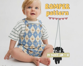 Children's Romper Sewing Pattern For Toddlers Overalls Pattern For Kids Jumpsuit Pattern For Baby Girl