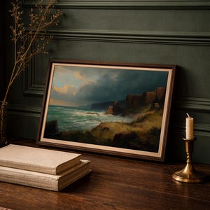 Stormy Coastal Cliffs Print | Moody Landscape Wall Art | InkThorn Studio | The Wild Places | Digital Download