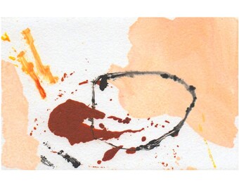 Original Monoprint by Neil Coombs 2016 Seated Woman and Frog Hand made unique print unframed Monotype Signed and Dated Orange and Black