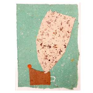Pittura di collage di carta fatta a mano - Piccola arte astratta di carta - Collage originale