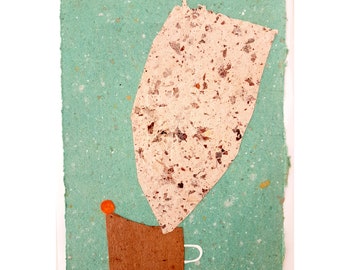 Handmade Paper Collage Painting - Small Abstract Paper Art - Original Collage