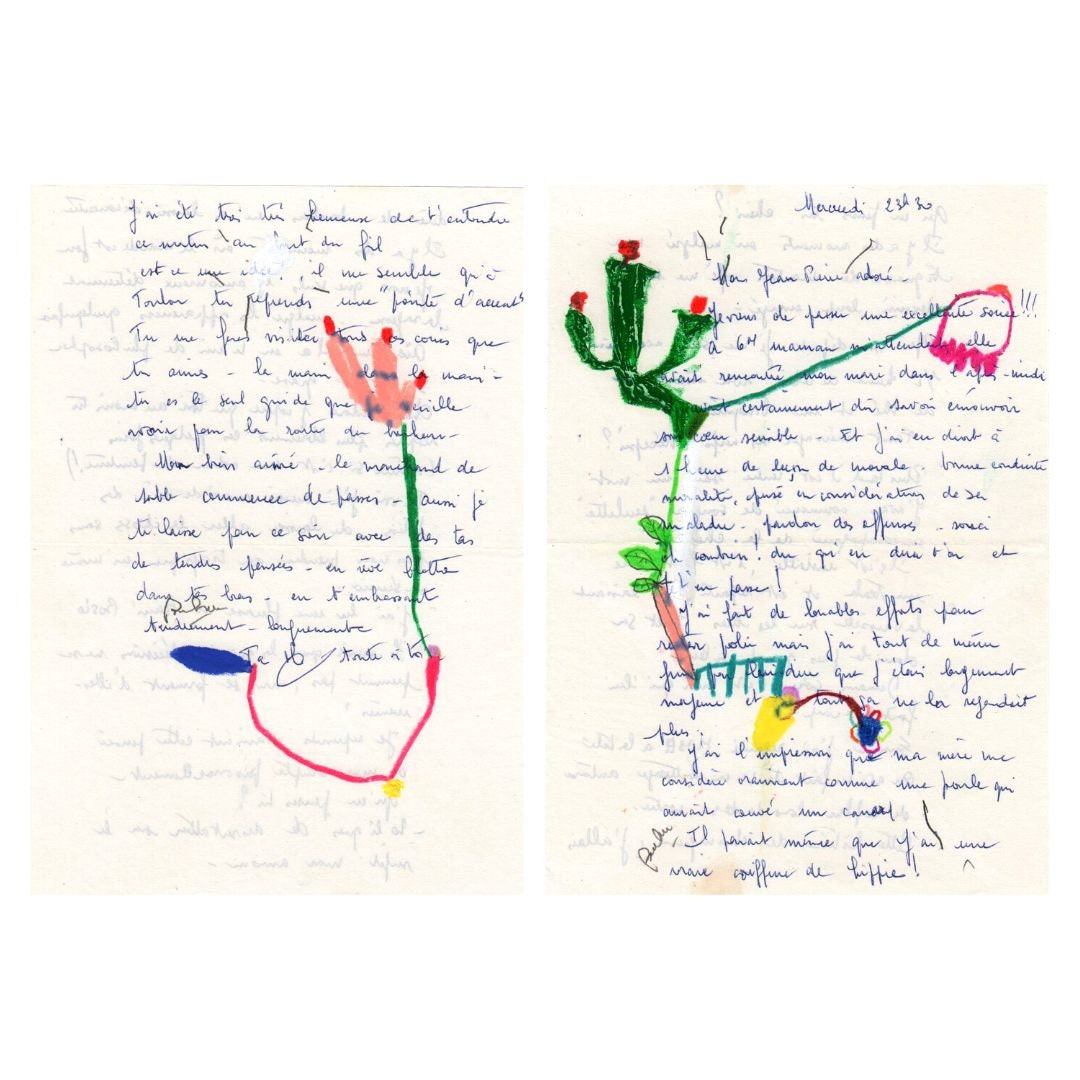 Set of 2 Original Paintings on Handwritten Paper Abstract Expressionist