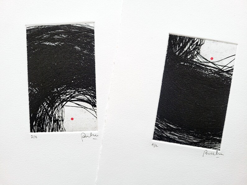 Abstract Printmaking Set of 2 Intaglio Art Original Etching Print Set
