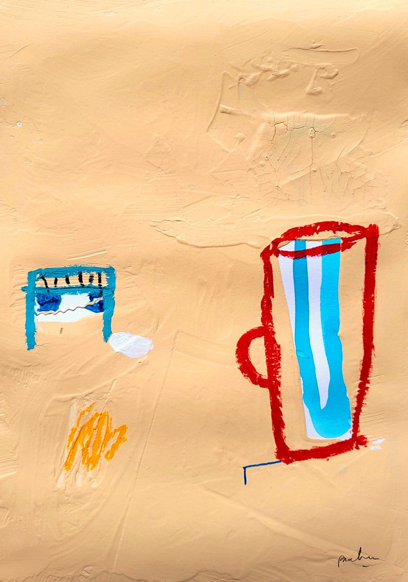 Set of 3 Original Paintings on Paper Minimalist Red Drawing Etsy