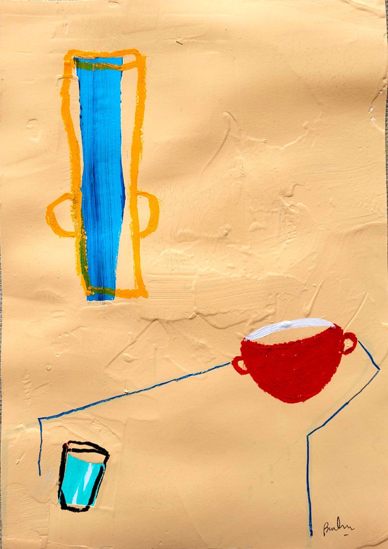 Set of 3 Original Paintings on Paper Minimalist Red Drawing Etsy