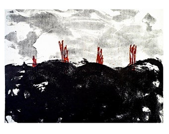 Original Etching Print - Abstract Black Art Print