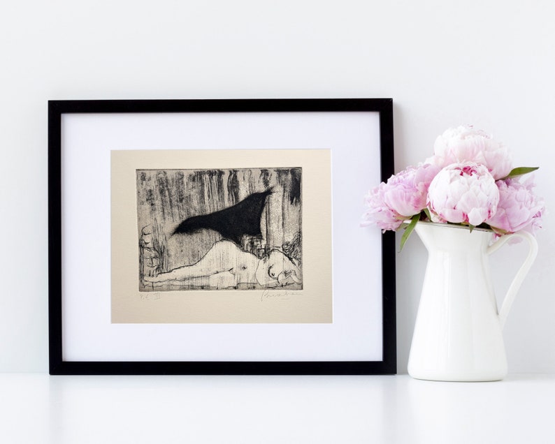 Woman Nude Black and White Etching Print Feminine Abstract Art Print - Etsy