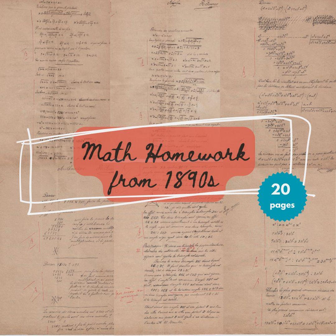 Old Math Work Vintage Math Homework - Algebra French Ephemera - 1800s Handwriting ...