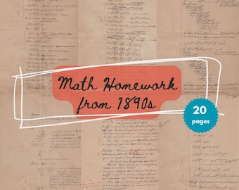 Vintage Math Homework - Algebra French Ephemera - 1800s Handwriting Digital Download