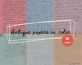 Antique Papers and Letters in Color - Old Handwriting Ephemera (Digital Download)