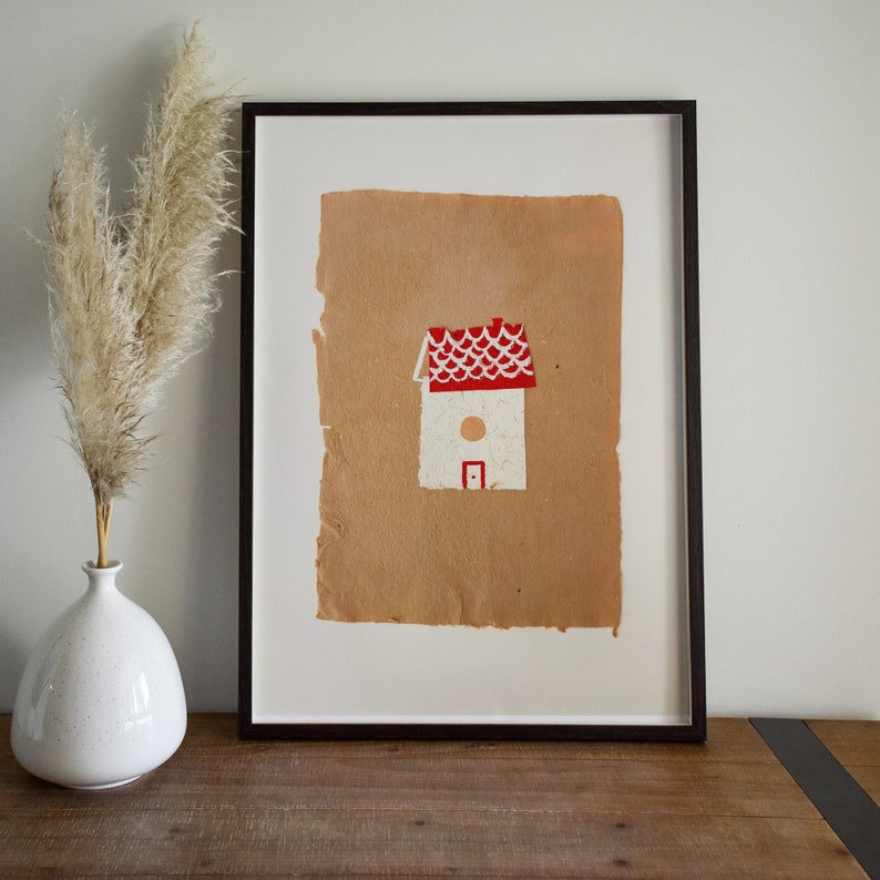 Tiny House Painting and Collage Original Handmade Paper Etsy