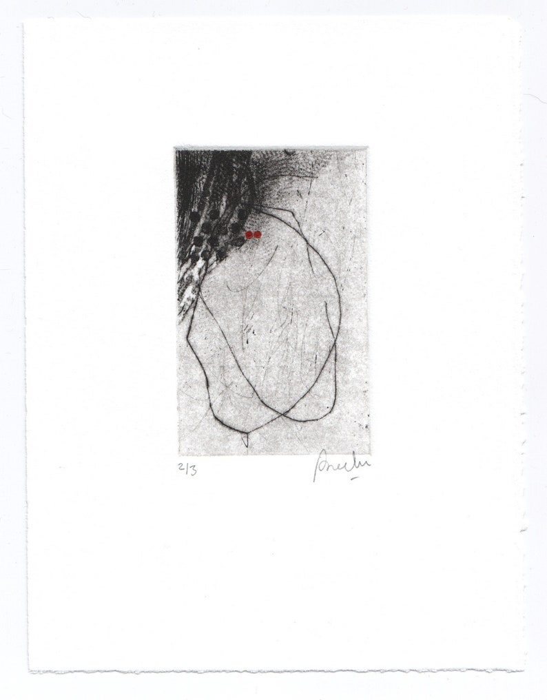 Abstract Etching Print Original Printmaking Small Wall Art image 3