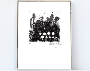 Original Black and White Abstract Etching Print - Embossed Art Print