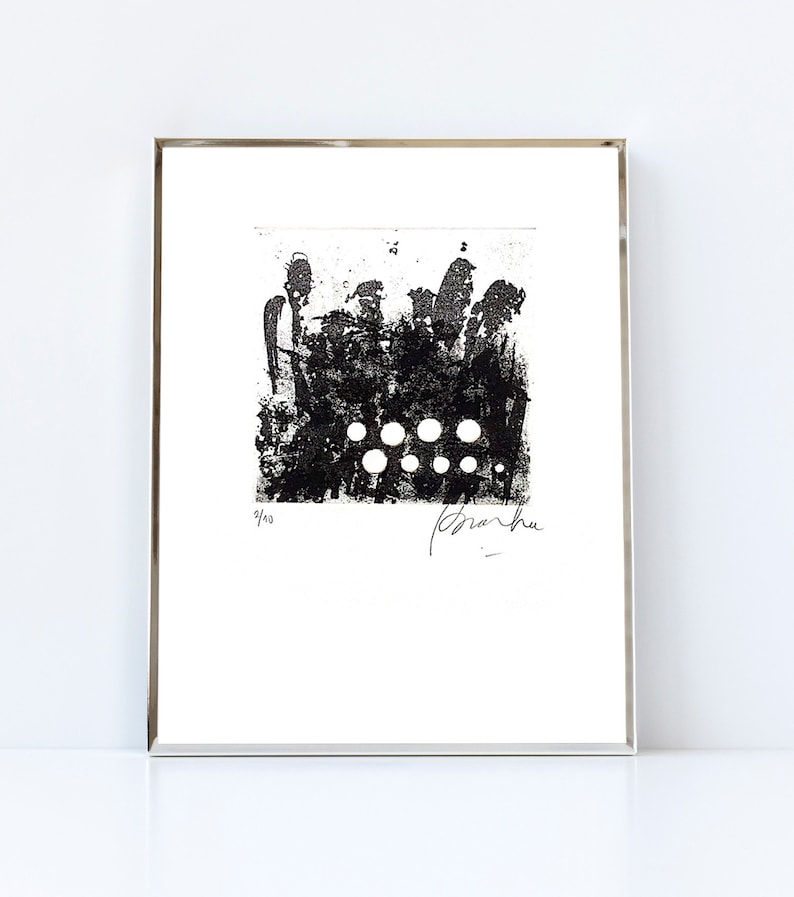 Original Black and White Abstract Etching Print Embossed Art Print Etsy