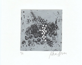 Small Original Intaglio Art Print - Squared Etching Print