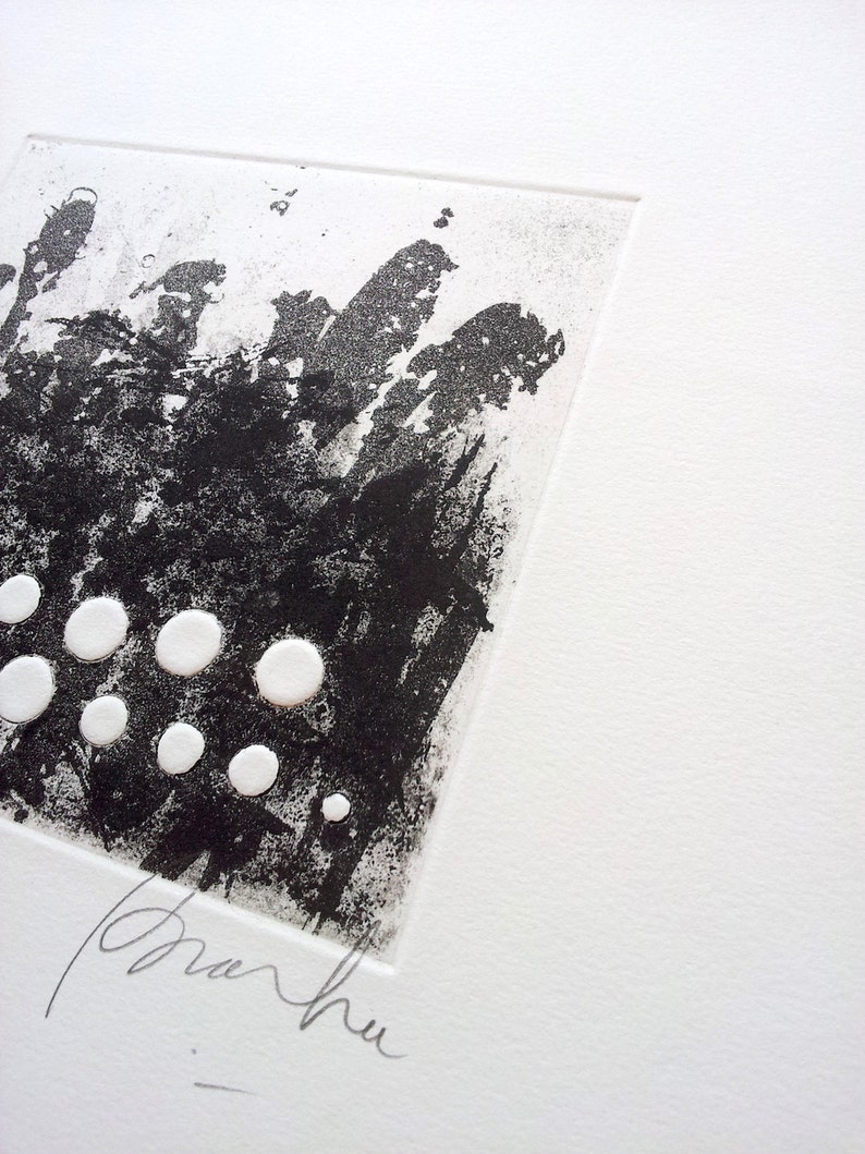Original Black and White Abstract Etching Print Embossed Art Etsy