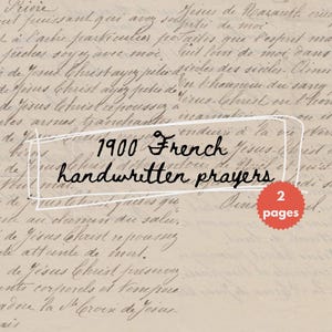 Oración católica francesa antigua, c. 1900 - Manuscrito cristiano manuscrito raro - Descarga digital y transcripción