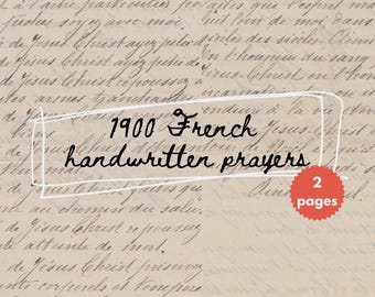 Antique French Catholic Prayer c.1900 - Rare Christian Handwritten Manuscript - Digital Download and Transcription