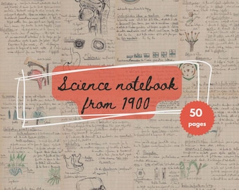 Antique Science Notebook - 1900 Natural History and Anatomy Drawings - Rare French Notebook