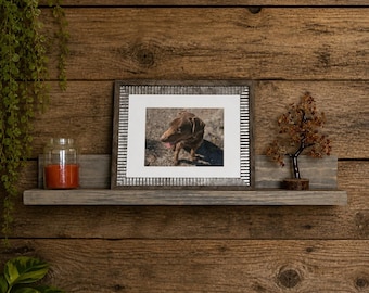 Rustic Farmhouse inspired picture ledge.