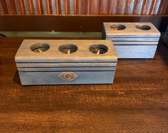 Rustic Handcrafted  Tea Light Candle Holder – Rustic Farmhouse Decor. Set of 2