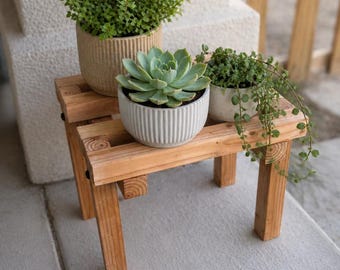 Handcrafted Solid Wood Plant Stand, Modern Minimalist Riser, Indoor Outdoor Holder